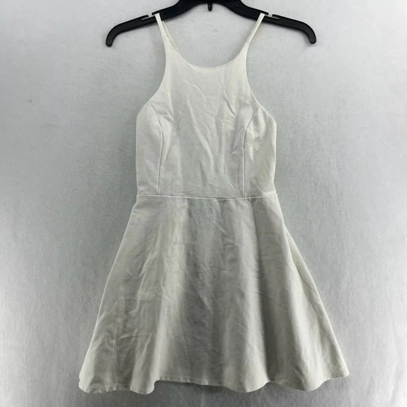 Lulus Mini Dress Womens Sz M White  A-Line Criss Cross Spaghetti Straps Stretch - Picture 1 of 12